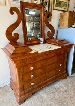 Late 19th Century American Empire Flame Mahogany Chest or Drawers