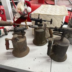 Lot of 3 Antique Brass Gas Blow Torch 