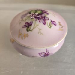 Vintage Handpainted Pink Three Legged Trinket Box