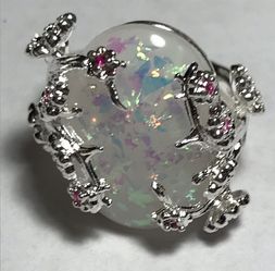 Opal vine silver ring Size 6