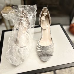 Silver Open Toe Heels