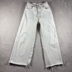 RE/DONE Levi's Jeans Women’s 24 Whiteout Blue Distressed Raw Hem Denim #2222