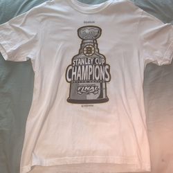 Boston Bruins NHL 2011 Stanley Cup Champions Reebok White Shirt; Men’s XL