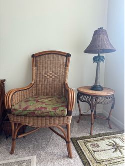 Rattan/Wicker Chairs (2) and Side Table