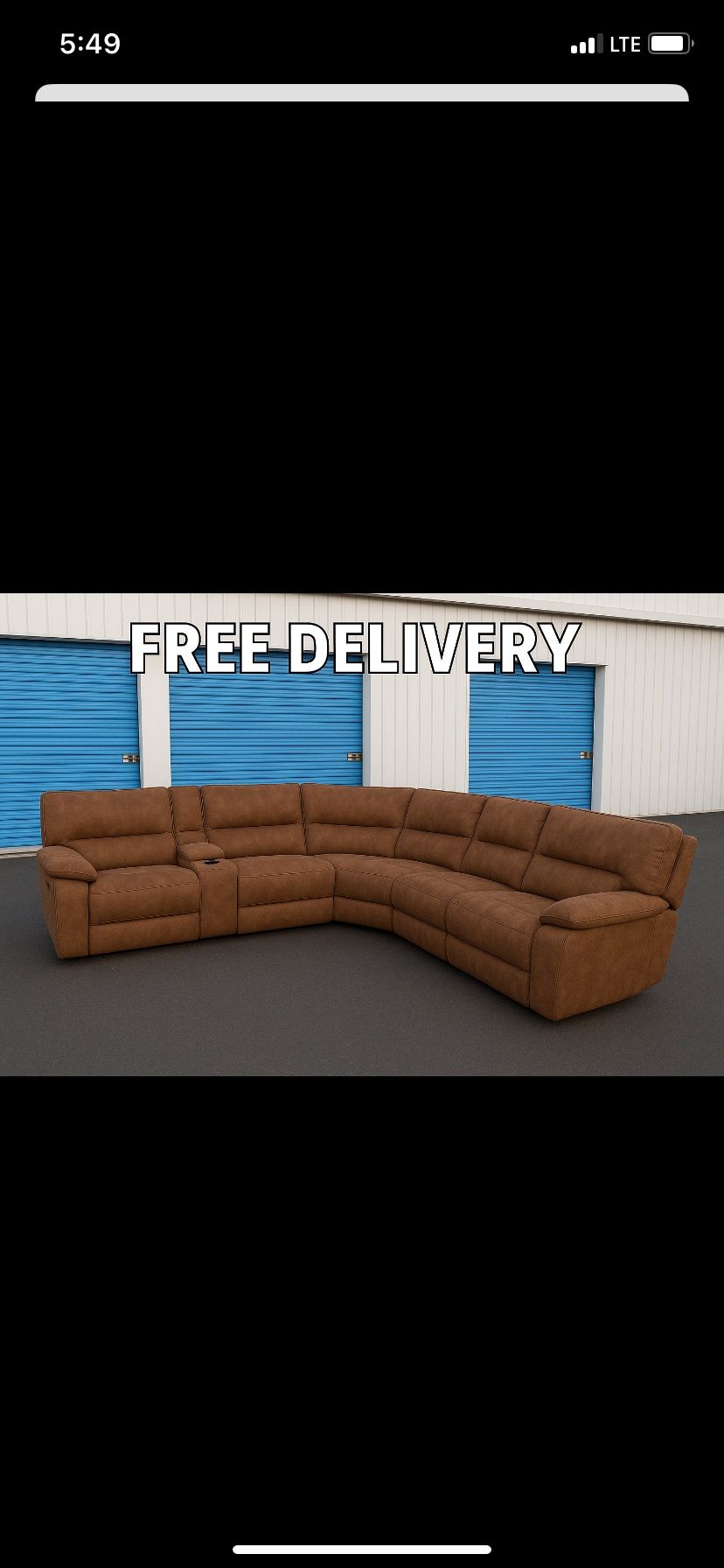 Brown Sectional Recliner Sofa β $579 (FREE DELIVERY!)