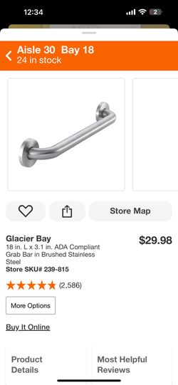 Grab bar 18 in. L x 3.1 in.