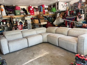 Large Gray Modular Fabric 6-piece Reclining Sectional Sofa