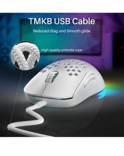 DIERYA M1SE Wired Gaming Mouse with Honeycomb Shell, 12800DPI Optical Sensor, 6 Programmable Macros, Software Support for Custom Key Config, and RGB S