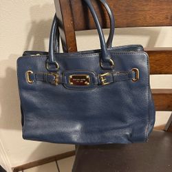Navy Blue Leather Michael Kors Tote