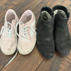 big girls size 4 youth shoes lot pink and white vans black boots bundle