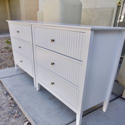 White Fluted 3 Drawer Nightstands / Dresser 