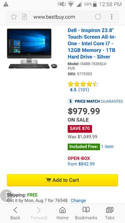 Dell computer touch screen like new