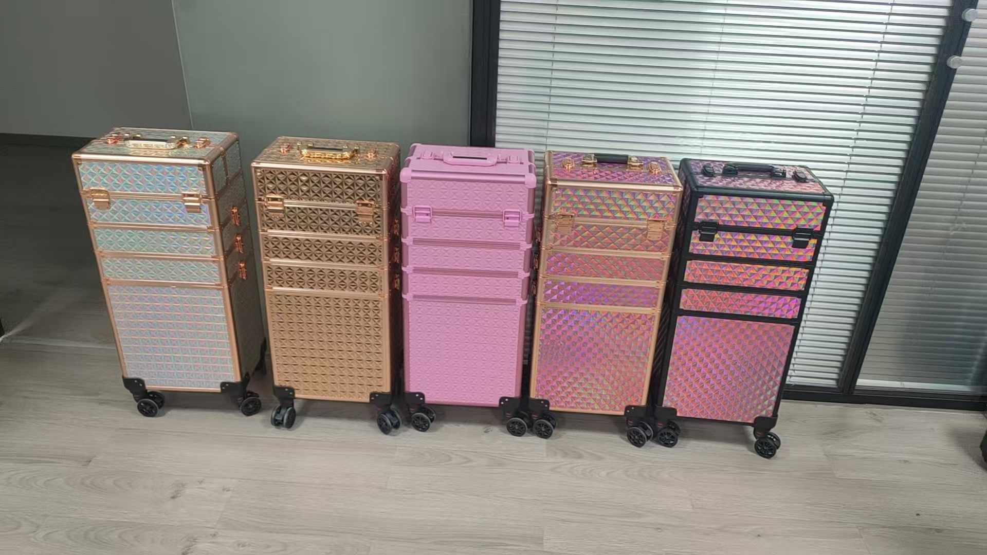 Brand New Makeup Luggages. 4 Tiers. Beautiful Vibrant Pink gold or purple/ pink color available.