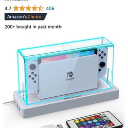 Mooroer Dust Cover with 16 LED Colors Light Base for Nintendo Switch/OLED,