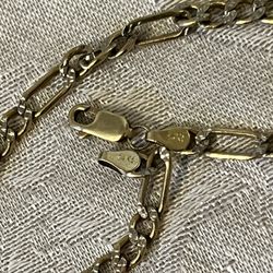14K Figaro Gold Chain Diamond Cut
