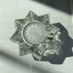 Beautiful Star Flower Glass Votive Tea Light Candle Holder 