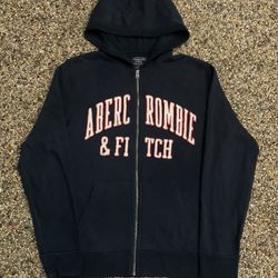 Y2K Abercrombie Full Dual Zip Hoodie Sweatshirt Adults Size S Navy 