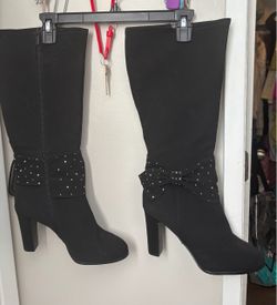 Black, suede with rhinestones boots