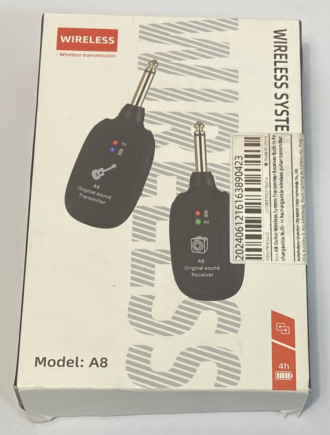 Grade Wireless Guitar Transmitter & Receiver Rechargeable (#785)