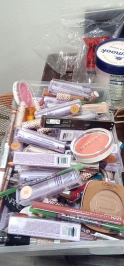 Large bin of brand new prestige makeup