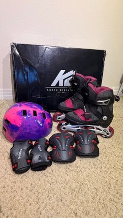 🛼 K2 Alexis 80 Alu Inline Skates + Helmet & Full Protective Gear (Size EU 34)