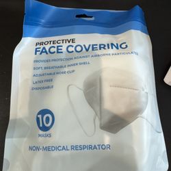 10-Pack Protective Face Coverings – Disposable Non-Medical Masks (Adjustable Nose Clip
