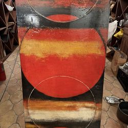 Large Modern Abstract Canvas Wall Art – Red Black Gold Statement Piece