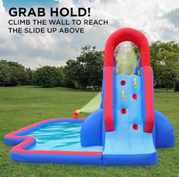 Inflatable Water Slide with Climbing Wall and Pool