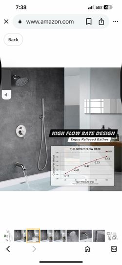 Brushed Nickel Shower System with Waterfall Tub Spout Black, And Chrome And Nickel  C32