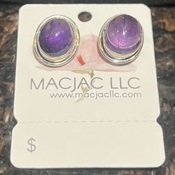 Sterling Silver Amethyst Stud Earrings New