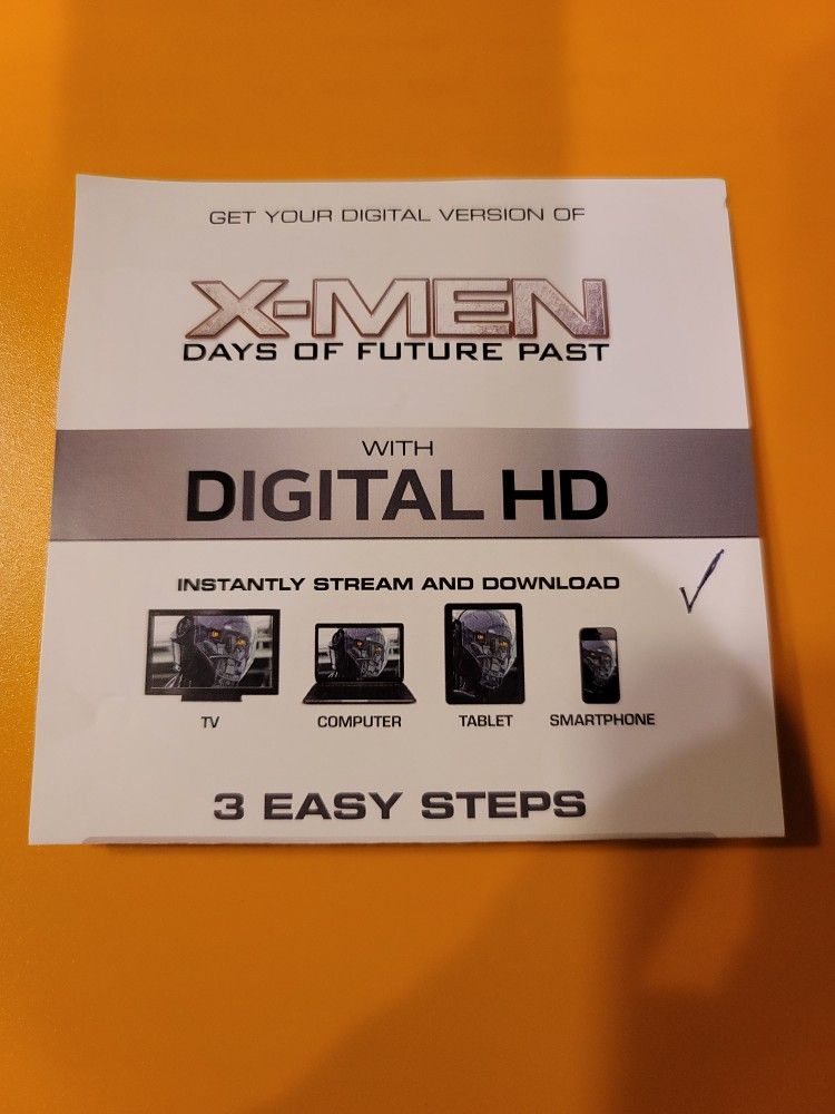 DIGITAL MOVIE CODE X-MEN DAYS OF FUTURE PAST $4