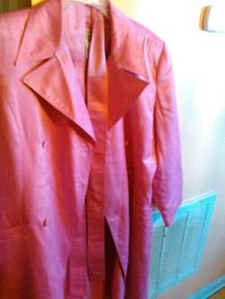 Full length pastel pink blazer with belt