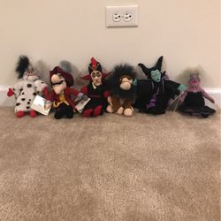 Disney Mini Bean Bag Villains Set Of 6 8”