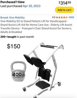 Vive Mobility Sit to Stand Patient Lift for Handicapped