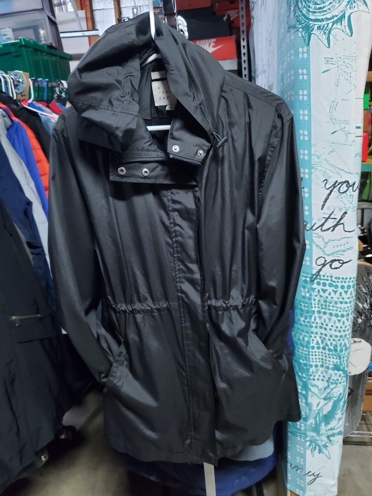 Long Black Rain Coat Size Large