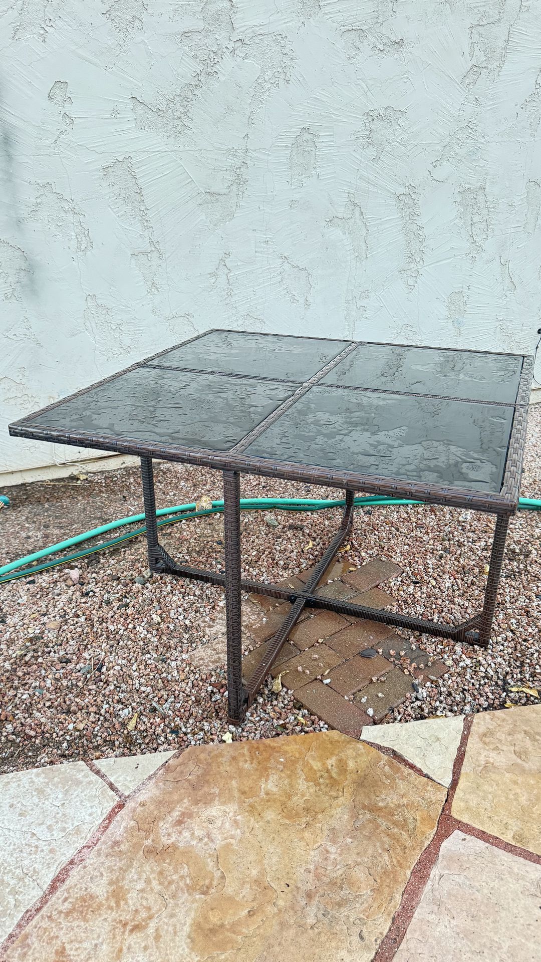 Glass outside table