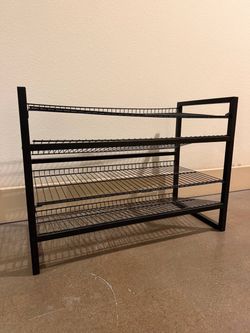 4-Tier Metal Shoe Rack Organizer Black