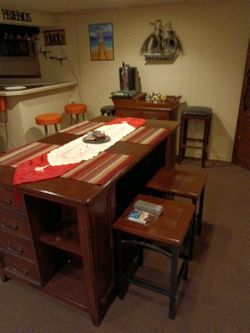 Table And Stools, Dry Bar And Corner Cabinet