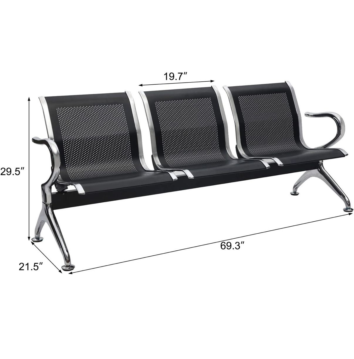 Waiting Room Chairs - 3 Seat Office Guest Reception Chairs Waiting Furniture Bench Seating