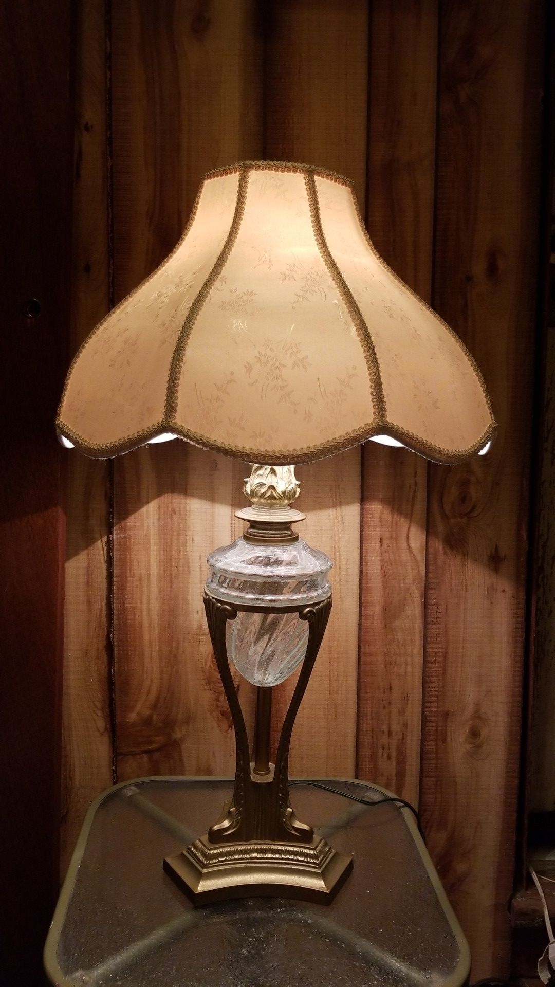 vintage leviton crystal table lamp