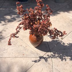 Big Planter With Faux Flowers
