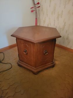 Vintage Wooden End Table with Storage