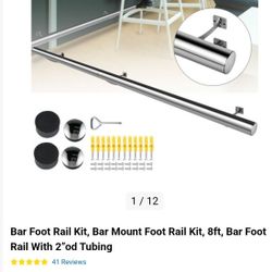 Bar Foot Rail Kit, Bar Mount Foot Rail Kit, 8ft, Bar Foot Rail With 2”od Tubing