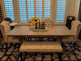 Farm house dining table with bench