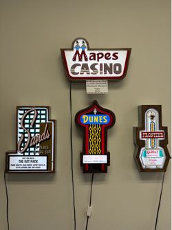 Miniature handmade casino marquee signs