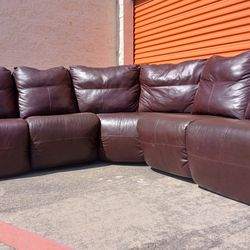 🔥✨️Genuine  Leather Sectional w/ Recliners