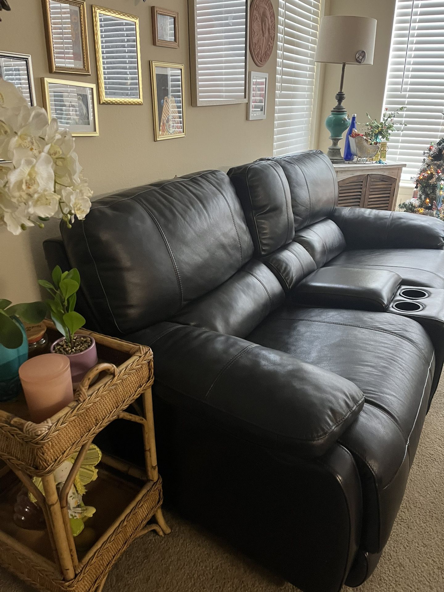 Leather Sectional & Electric Recliner Set 