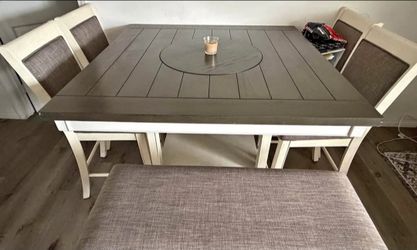 Dining set with bench and 4 chairs