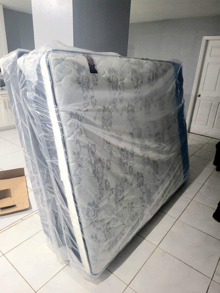 NEW QUEEN PILLOW TOP MATTRESS AND BOX SPRING -- Also Available In All Sizes.