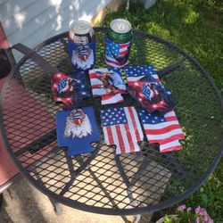 American Flag & Eagle Can Coolers